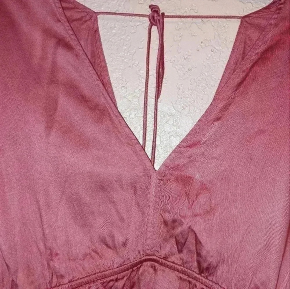 Lucky Brand V Neck Backless Tied Peplum Top Womens Mauve Size Small - Picture 4 of 7